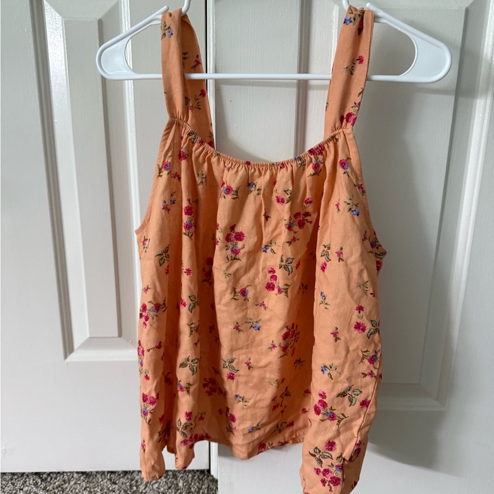 Floral Peach Sleeveless Top